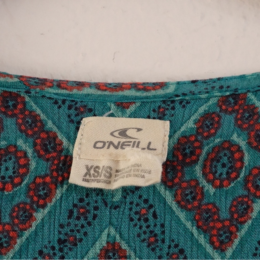 O’Neill Boho Open-Front Kimono Cardigan – Size XS/S, Teal/Red‎ Geometric - Picture 2 of 7